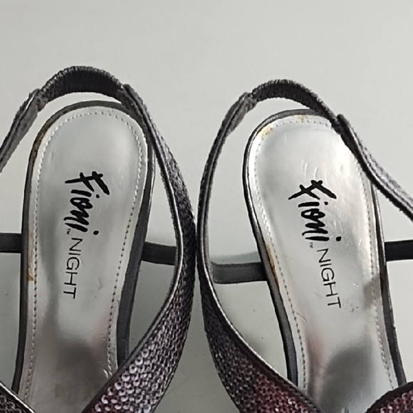 Silver Sequined Strappy Kitten Heel Sandals - Picture 11 of 12